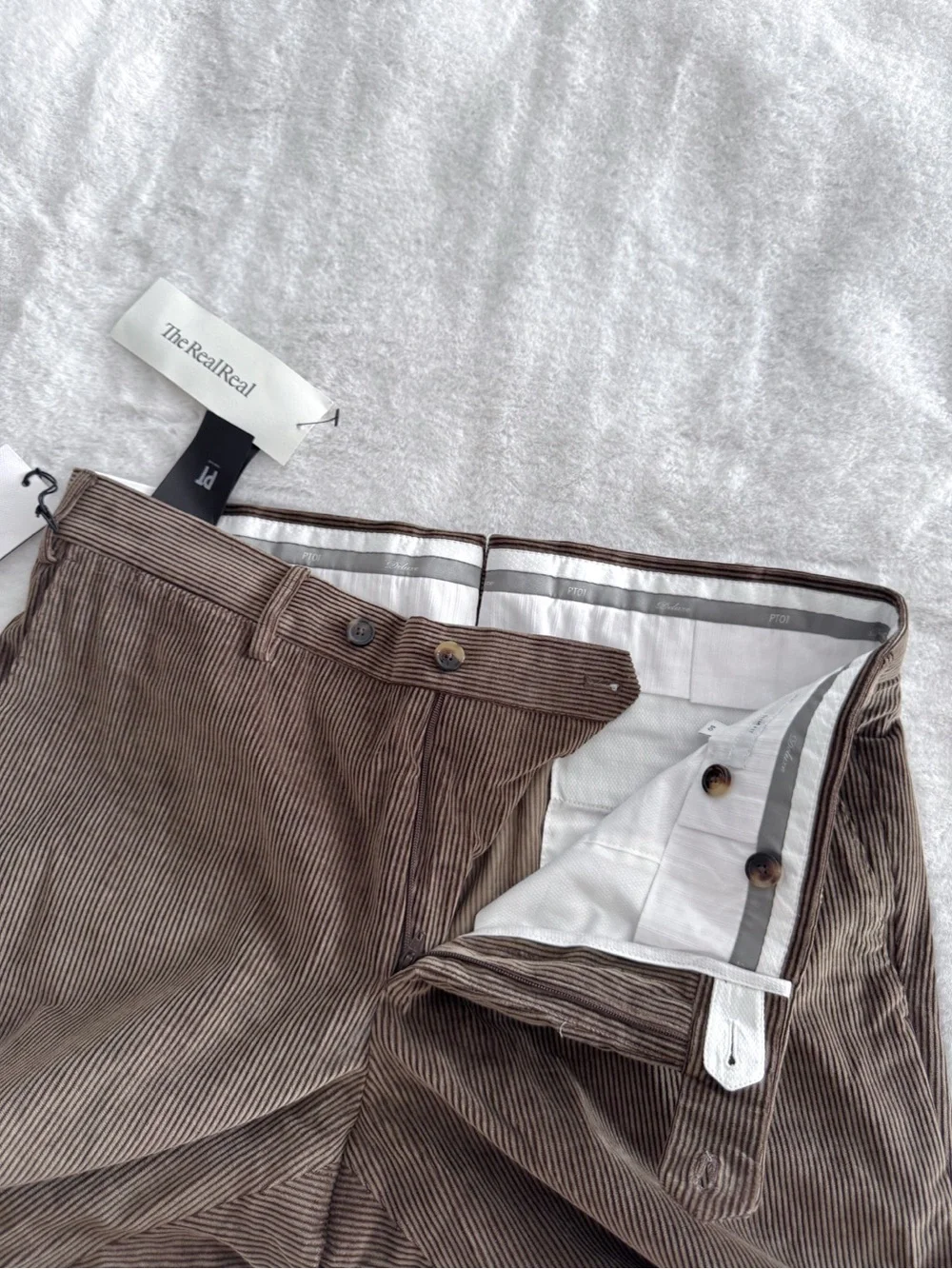 PT Torino Men’s Corduroy Pants Size Brown Slim Tapered NWT Cotton Cashmere
